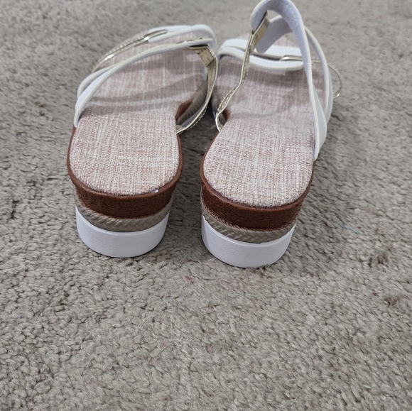 Women's White and Gold Sandals - Picture 5 of 7